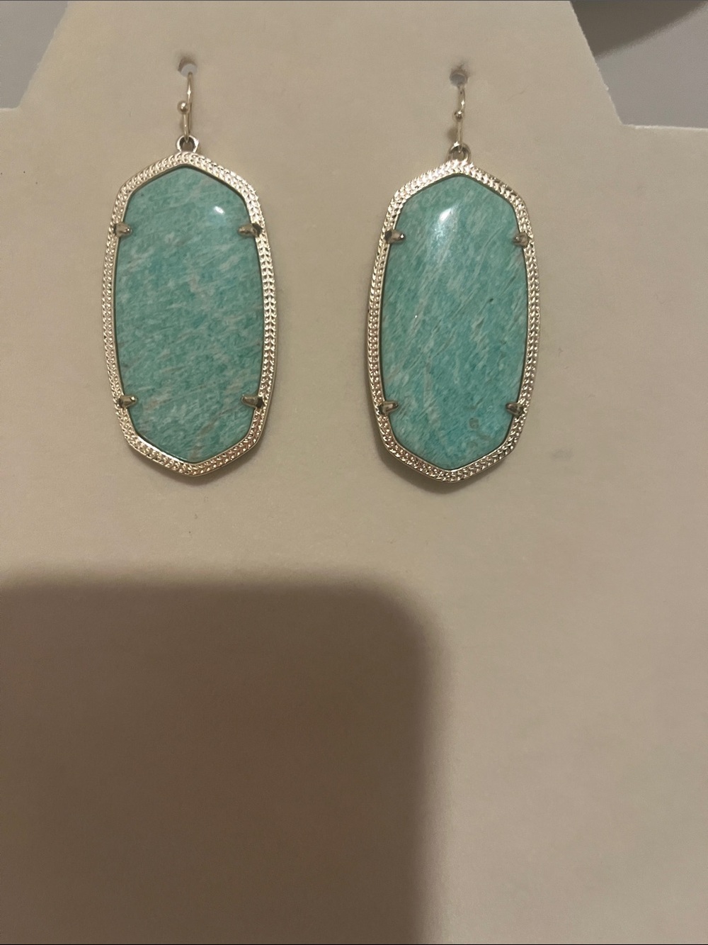 Kendra Scott Light Green/Teal Amazonite Dangle Earrings - Gold tone